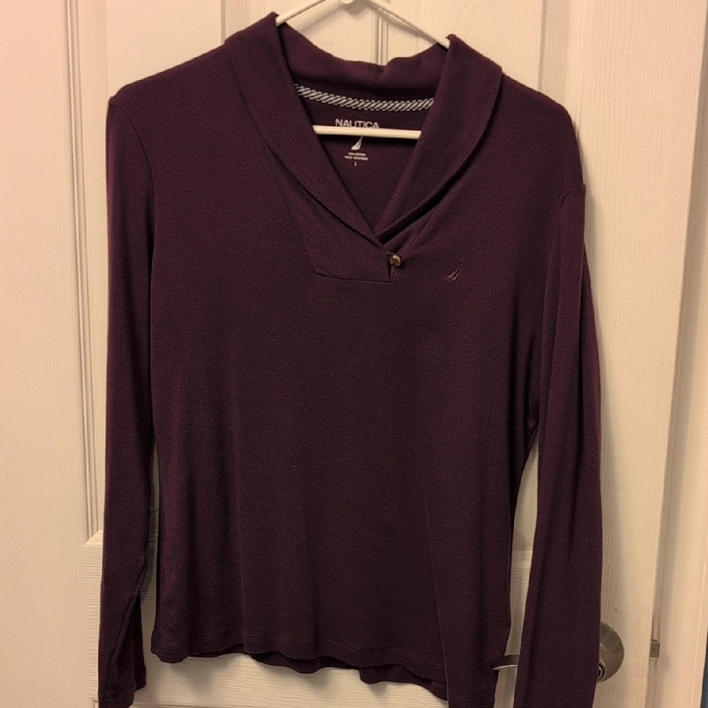 Nautica Women's Deep Purple Long Sleeve Tee